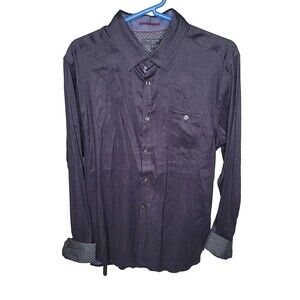 Ted Baker London Flip Cuff Linen Blend Long Sleeve Button Down Blue Size 4